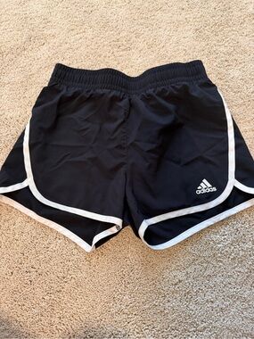 Girls Adidas Black Athletic Shorts with White Trim